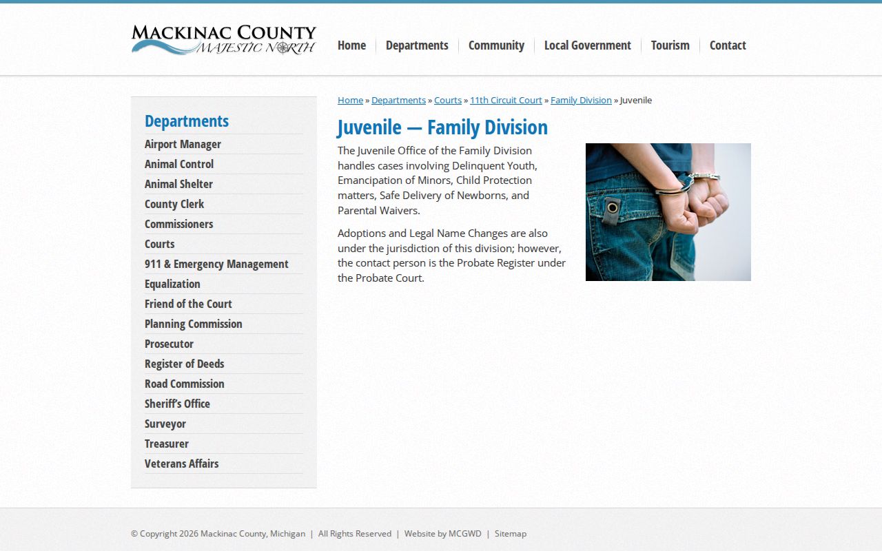 Mackinac County Juvenile Division official information page