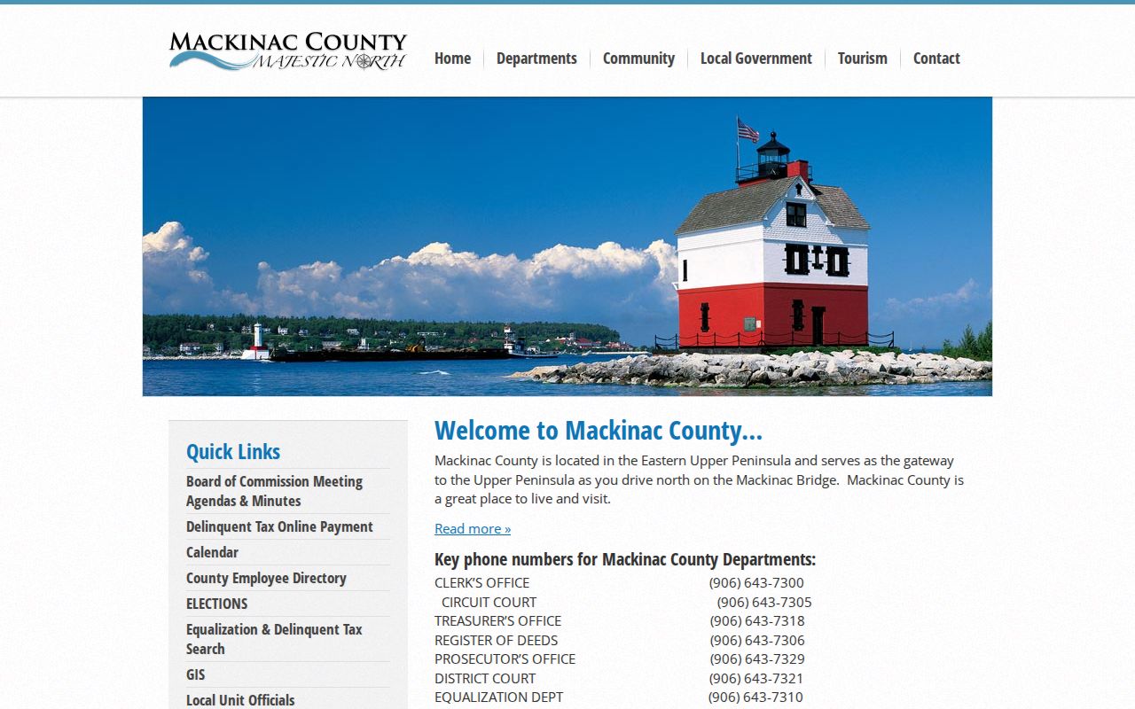 Mackinac County official website home page