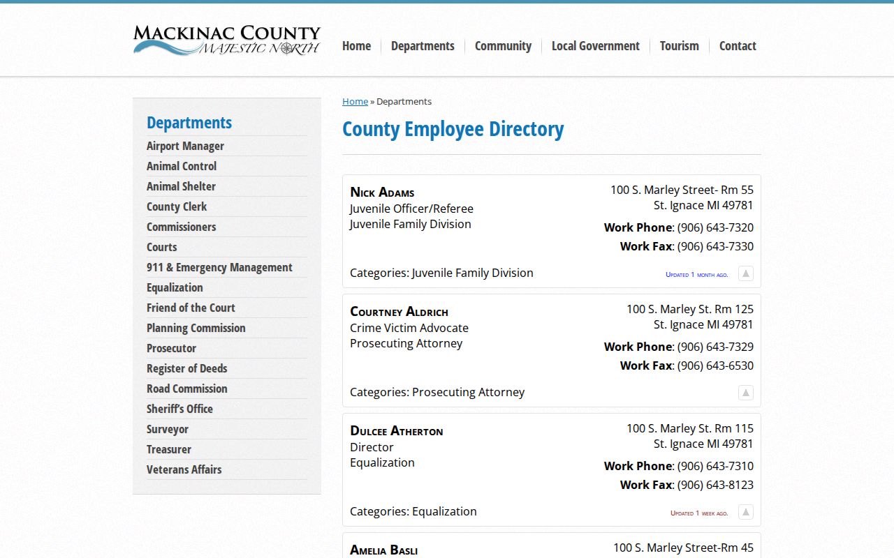 Mackinac County court docket department directory source