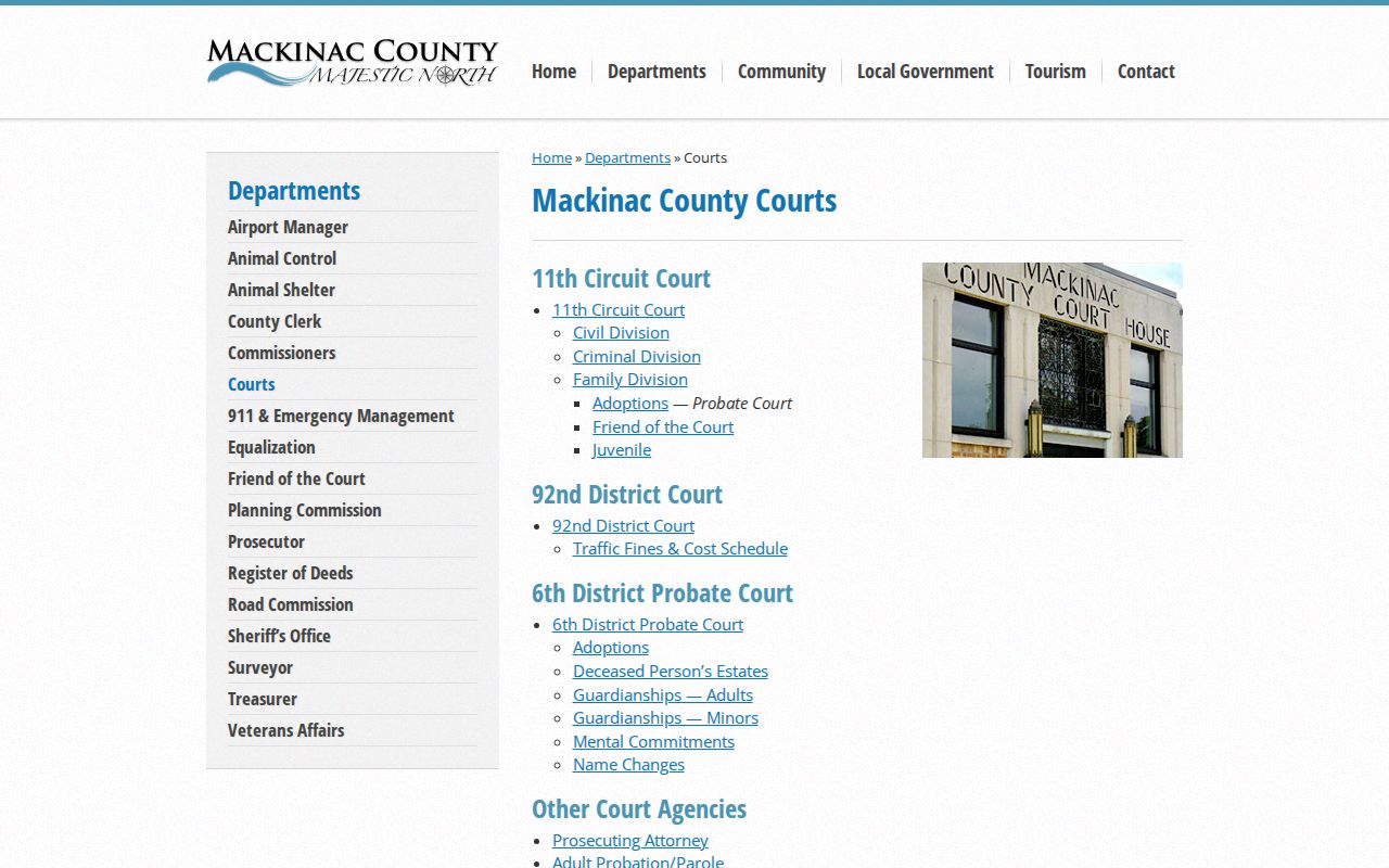 Mackinac County court docket courts directory source